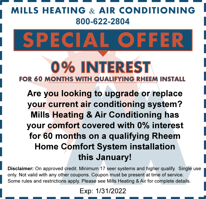rheem home comfort system discount speical offer coupon january 2022