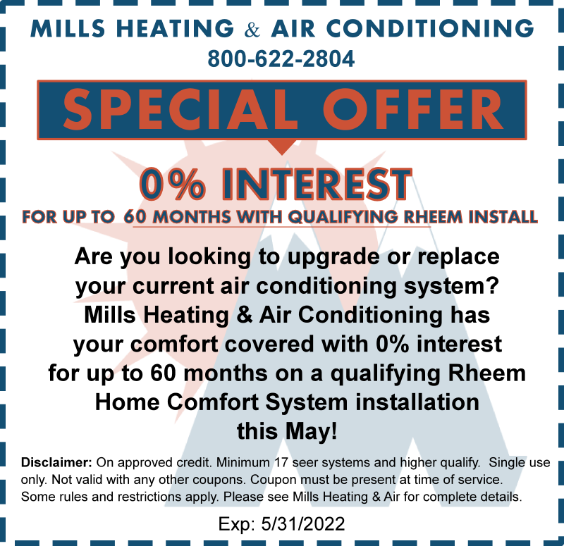 rheem-air-conditioner 60-months no-interest special offer may 2022