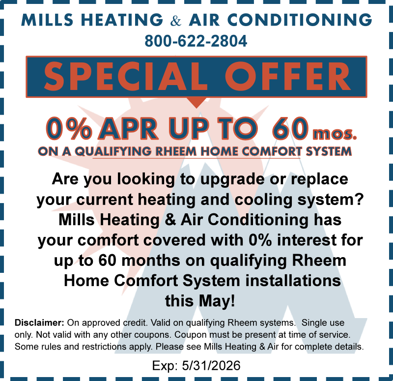 rheem comfort systems hvac special offer discount coupon may 2026